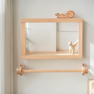 Cadre en bois <span class=keywords><strong>Montessori</strong></span> pour bébé, miroir de sécurité non éclatant avec barre de traction, meubles de classe pour enfants pour l'école à <span class=keywords><strong>la</strong></span> <span class=keywords><strong>maison</strong></span> ou <span class=keywords><strong>la</strong></span> maternelle - Product Image 5