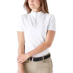 Wholesale Short Sleeve Polo Shirt Moisture Wicking Horse Riding Tight Top Women Equestrian Clothes