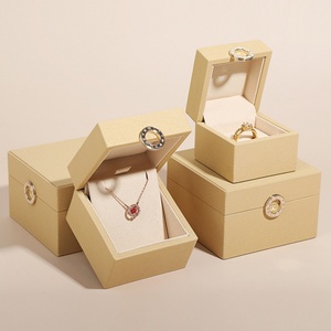 Custom PU Leather <b>Gift</b> <b>Boxes</b> Square & Rectangle Shapes for 925 Sterling Silver Engagement Rings Jewelry Accessory Packaging - Product Image 3