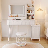 Panneau en bois de Style crème français moderne 2025 nouveau Style chambre petit appartement Table de maquillage avec miroir éclairé coiffeuse