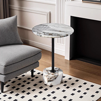 SW STONE Table basse en marbre de luxe moderne personnalisée style rond avec surface polie emballée par courrier pour le salon de l'hôtel