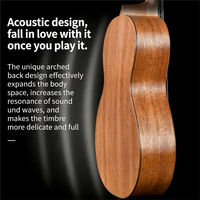Ukulélé de concert professionnel Terence TK-2 en bois massif brillant avec cordes pour performance et pratique
