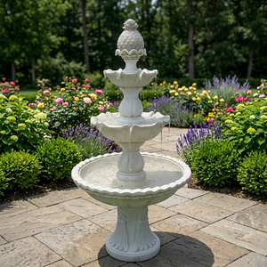 Fontaine d'eau colorée en résine traditionnelle, sculpture de jardin extérieure, design irrégulier fait main, montage au sol, installation facile - Product Image 3