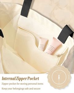 Sac fourre-tout en toile à imprimé animalier avec logo personnalisé, bandoulière et fermeture éclair, poche intérieure pour femme, taille moyenne, motif chat noir - Product Image 3