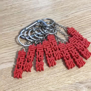 Llavero Promocional con Caracteres Chinos Rojos, Anillo de Acero Inoxidable, Material ABS Ecológico, Personalizable, Regalo para Eventos - Product Image 1