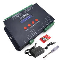 Controlador de Píxeles LED RGB de 8 Canales, Programable, DMX512, Metálico, K-8000C, DC12-24V, para Tiras de Luz LED WS2811 WS2812