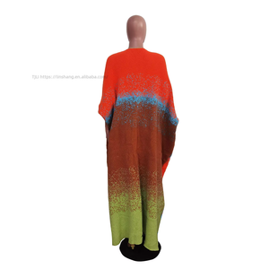 Cárdigan maxi de punto ombré para mujer, estilo oversize con mangas murciélago, abertura frontal, abrigo largo tipo duster, a la moda - Product Image 6