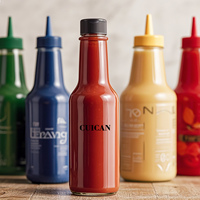 Bouteilles de sauce BBQ en verre rond personnalisées de 80 ml, 150 ml, 250 ml, bouteilles de sauce chili à col long avec bouchon en plastique