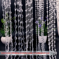 Rideaux de perles octogonales en cristal pour mariage, chaînes de perles en acrylique pour mariage, décorations d'arbre en cristal, rideaux de perles
