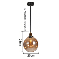 Suspension industrielle vintage à 4 lumières en verre ambré, réglable, avec douille E27, pour salle à manger et bar