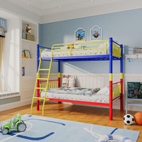 Lit superposé moderne en acier à double couche, réglable, robuste, pour chambre d'enfant, en métal durable, peinture colorée, chambre à coucher, école, salon