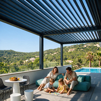Pergola à lames orientables en aluminium robuste, télécommandée, imperméable, auvent pour jardin de villa