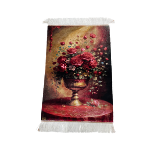 <span class=keywords><strong>Tapisserie</strong></span> vintage à motif de rose peinte à l'huile, 60*90cm, <span class=keywords><strong>avec</strong></span> franges en soie de mûrier, décoration murale artistique - Product Image 1