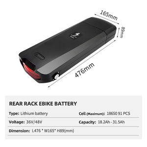 Batterie EU 36V 17.5AH 48V 15AH 20AH pour vélo électrique, batterie lithium-ion pour vélo électrique, batterie pour porte-bagages arrière - Product Image 2