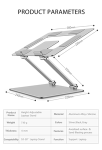 Support de bureau portable pour tablette et ordinateur portable – Support ergonomique et pliable pour ordinateur portable avec hauteur réglable en aluminium - Product Image 5