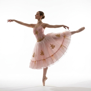 Vestido de tutú de ballet profesional rosa cosido a mano con pedrería dorada, disfraz de bailarina clásica para la obra El Cascanueces. - Product Image 3