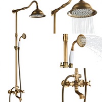 Robinet de douche thermostatique encastré en laiton brossé style antique avec jet pluie, installation facile