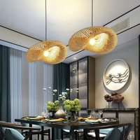 Grand Lustre Suspendu en Bambou Tressé Rustique en Rotin Artistique, Luminaire LED en Osier pour Salle à Manger