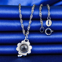 En stock, collier romantique tendance pour couples, argent 925 plaqué rhodium/platine, projection de photo personnalisée, 100 langues, je t'aime