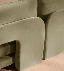 أريكة قطاعية عصرية أنيقة من القطيفة الخضراء الفاتحة لغرفة المعيشة - Product Image 4