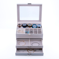 Rts Lederen Witte Afsluitbare Juwelendoos Organizer Met Spiegel Sieraden Dozen En Sieraden Organizer Horloge Oorbellen En Ringen Doos Tr