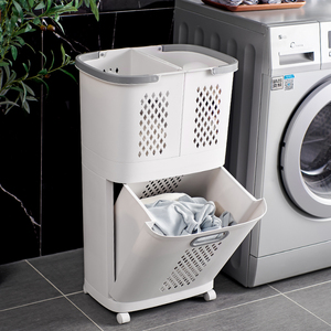 Panier à linge grand format Xingyou avec roulettes, organisateur de vêtements pour salle de bain, étagère de tri et de rangement domestique - Product Image 2