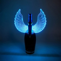 Ailes d'ange en acrylique LED pour bouchon de bouteille, lumière stroboscopique rechargeable, accessoire d'ambiance pour Halloween, bar, club, fête