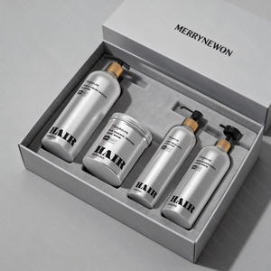 Pot en aluminium premium pour soins capillaires, forme ronde à épaule inclinée, argenté, en matériaux recyclés, avec pompe à lotion filetée - Product Image 3