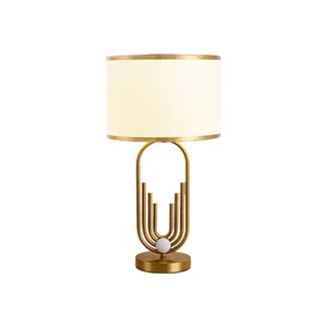 Table Lamp Gold Provide Customization Fabrics Metal Circular Hotel Decorative Wholesale