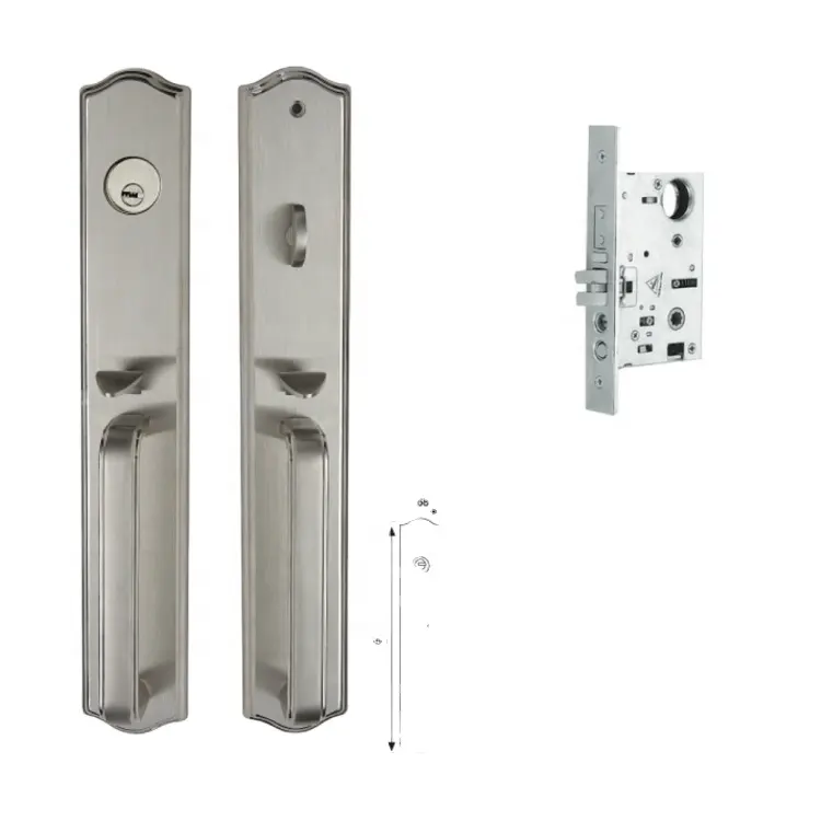 Mortised Square Shaped 3 Keys Handle Safety Lock Safety Door Lock Body Door Handle Lock with Plate