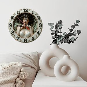 Round Wooden <b>Wall</b> <b>Clock</b> 25x25Cm Silent Quartz Fashion Home Decor <b>Bedroom</b> Background <b>Clock</b> - Product Image 3