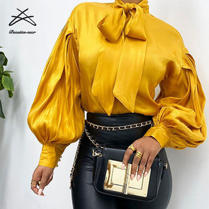 Blusa Kleding Vrouwen Blouse Lantaarn Mouw Dames Oude School Strikje Vintage Crop Top Shirts Voor Vrouwen Blouse