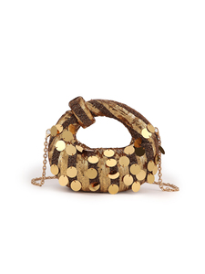 Bell 2025 New Fashion Vintage <b>Sequin</b> Gold Square Evening <b>Bag</b> Chain Magnetic Closure Sparkling Party Clutch Crossbody Boutique - Product Image 2