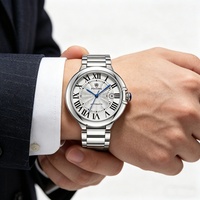 Montre mécanique pour homme en acier inoxydable, mouvement 2813, cadran à chiffres romains, étanche, marque haut de gamme, affichage à aiguilles, couronne
