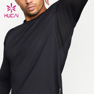 Camiseta Deportiva Personalizada de Manga Larga para Hombre, Cuello Redondo, Negra, de Seda Suave y Secado Rápido, para Entrenamiento - Product Image 2