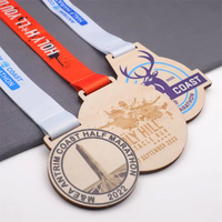 Médaille en bois écologique personnalisée gravée au laser pour la course de cross-country et les courses d'obstacles, avec cordon imprimé