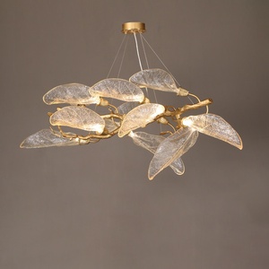 Postmodern <b>Light</b> Luxury Gold All-Copper Leaf <b>Chandelier</b> for Living Room Restaurant Staircase & Homestay - Product Image 4