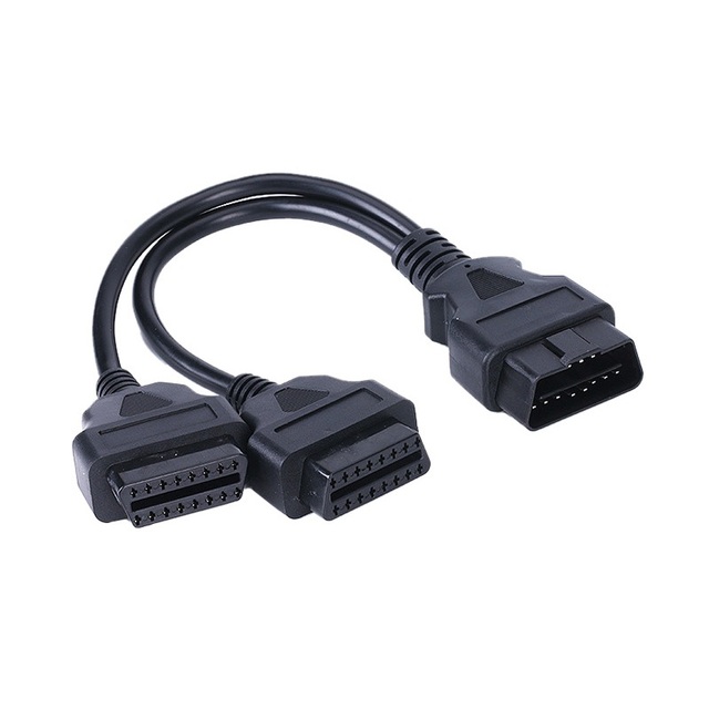 J1962M OBD2 Connector Plug 16 Pin Male to Dual Female Y Splitter CAR Diagnostic Extension Cable for Volkswagen