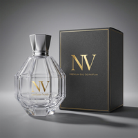 Flacon de parfum en verre polygonal de luxe vide personnalisé en usine, 100 ml, avec pompe pulvérisatrice et capuchon, fond épais, vente en gros