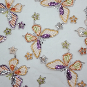 Tissu en maille à sequins brodés à motif Ramage multicolore brillant haut de gamme, respirant, durable et à séchage rapide pour vêtements et décoration intérieure - Product Image 4