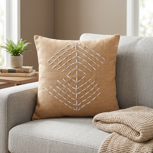 Premium Quality Hand-Stitched Cotton <b>Cushion</b> <b>Cover</b> with Minimalist Geometric Design - Product Image 4