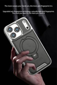 High-Grade Leather Phone Case Bracket Electroplated Leather Rotation Ring Magnetic <b>Stand</b> Shockproof Cover for Iphone17 Series - Product Image 4