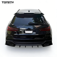 Kit de Carrocería para Audi RS6 C8 RS7, Fibra de Carbono, Estilo P, Alerón Delantero, Faldones Laterales, Difusor Trasero, Accesorios para Automóviles