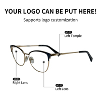Gafas Ópticas con Marco Metálico Estilo Ojo de Gato para Adultos Unisex - Diseño Semi-Montura, Lentes de PC, Ligeras