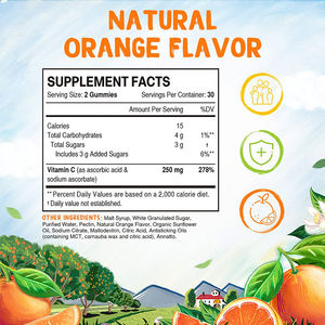 OEM / ODM Gummies à la vitamine C végétaliens, compléments multivitaminés pour la santé des os et des muscles, compléments à base de plantes, vitamine C - Product Image 6