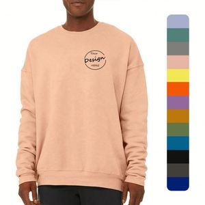 Custom Logo Crewneck Winter <b>Pullover</b> <b>Sweater</b> Casual Drop Shoulder Streetwear 100% Cotton Sweatshirt Wholesale Modest Hoodies Men - Product Image 1