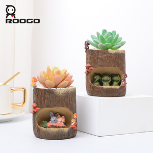 Vente en gros de jardinière miniature en résine rustique à grain de bois <span class=keywords><strong>souche</strong></span> de jardin <span class=keywords><strong>d</strong></span>écorative avec histoire de fée <span class=keywords><strong>d</strong></span>'animal et de maison <span class=keywords><strong>d</strong></span>'<span class=keywords><strong>arbre</strong></span> pour un usage domestique - Product Image 4