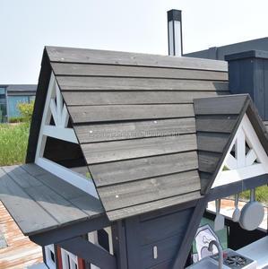 Maisonnette de jeu extérieure en bois gris foncé de qualité supérieure avec cuisine de jeu, cheminée, fenêtre de service et jardinière pour des jeux imaginatifs - Product Image 4