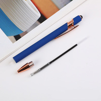 Bolígrafo Metálico 2 en 1 con Punta de Bola, Tinta Negra/Azul, Acabado Oro Rosa, Compatible con Pantallas Táctiles, Regalo para Oficina y Escuela