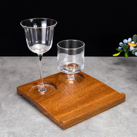 Plateau de dégustation en bois à 2 compartiments pour whisky et vin, en noyer et sapele, avec fente pour carte, logo personnalisé pour salle de dégustation de cave à vin